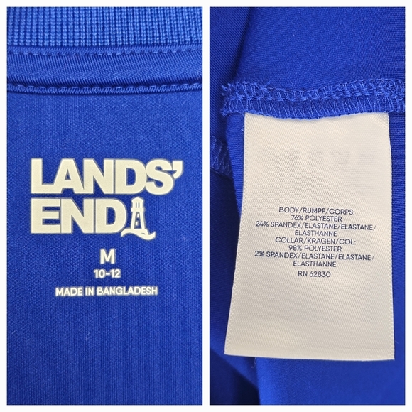 Lands' End Womens Medium Cobalt Blue High Impact Collared Sleeveless Polo Tank - Picture 3 of 14
